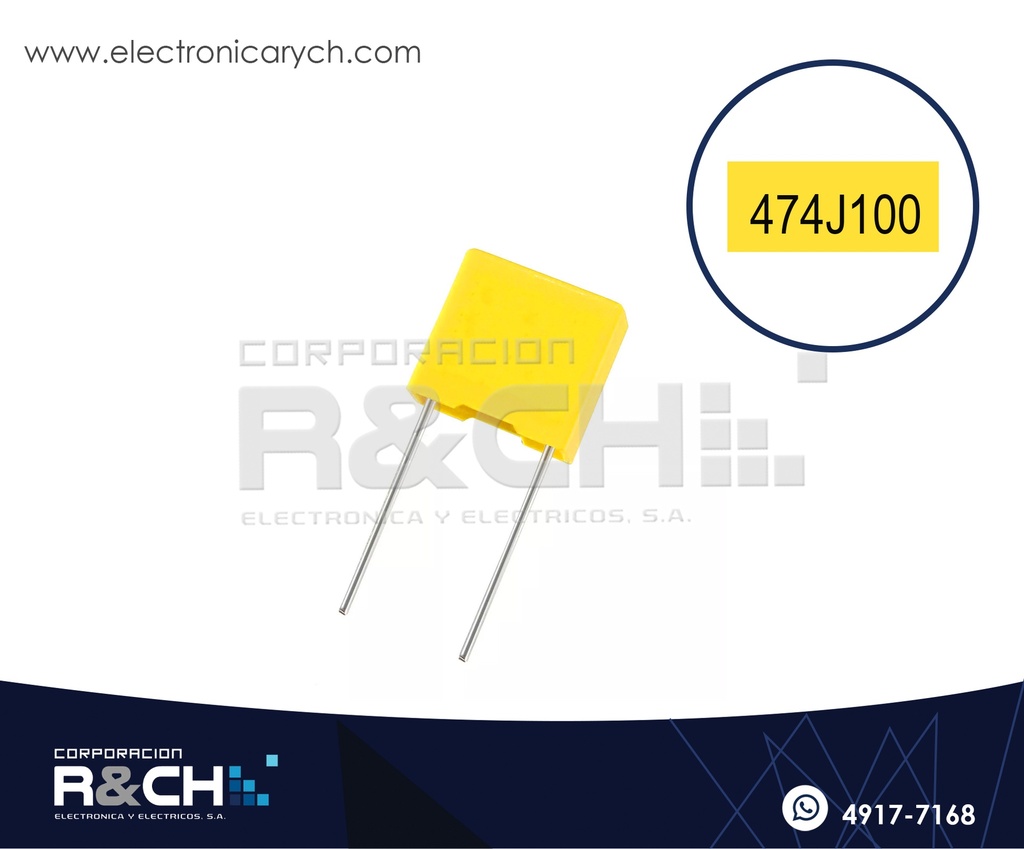 CB-474J Capacitor 470nF 474J Film Poliester 100V | Electronica R&CH